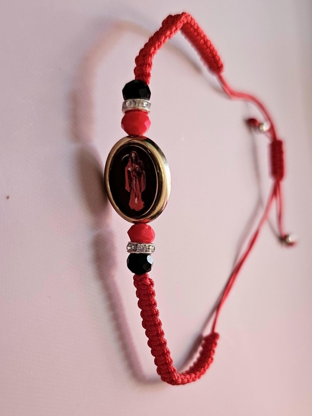 Santa Muerte Adjustable Devotional Red Bracelet